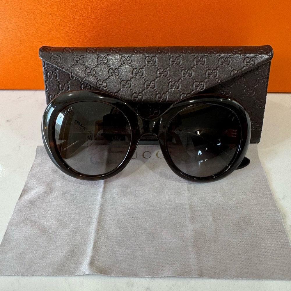 Gucci Round Havana Oversized Sunglasses
